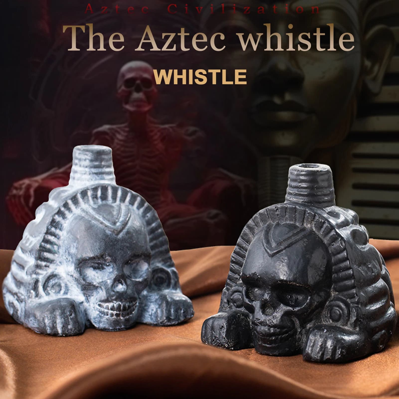Authentische aztekische Pfeife, laute Spookys, aztekische gruselige Todespfeife, realistisches menschliches schreiende aztekische