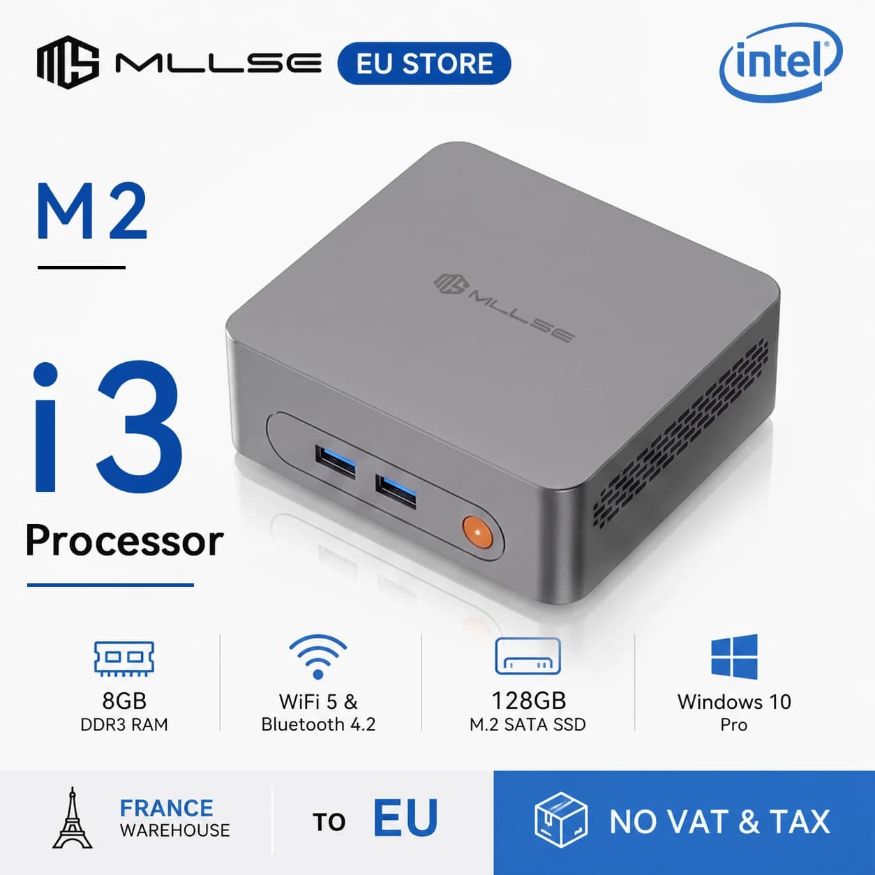 MLLSE M2 Mini-PC Intel Core i3-4030U 8GB DDR3 RAM 128GB SSD Wi-Fi 5 BT 4.2 Windows 10 Mini-Desktop-Computer