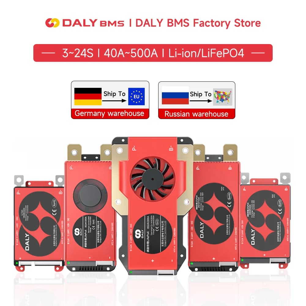 DALY Smart BMS LiFePo4 4S 8S 16S 48V 250A mit Lüfter, mit App zur Überwachung sichtbarer Daten, Bluetooth-Modul, UART-Kommunikation für die