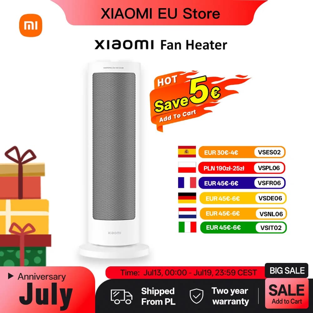 XIAOMI Heizlüfter, kompakter, schnell erhitzender, oszillierender elektrischer Heizlüfter für zu Hause mit Thermostatischer Steuerung