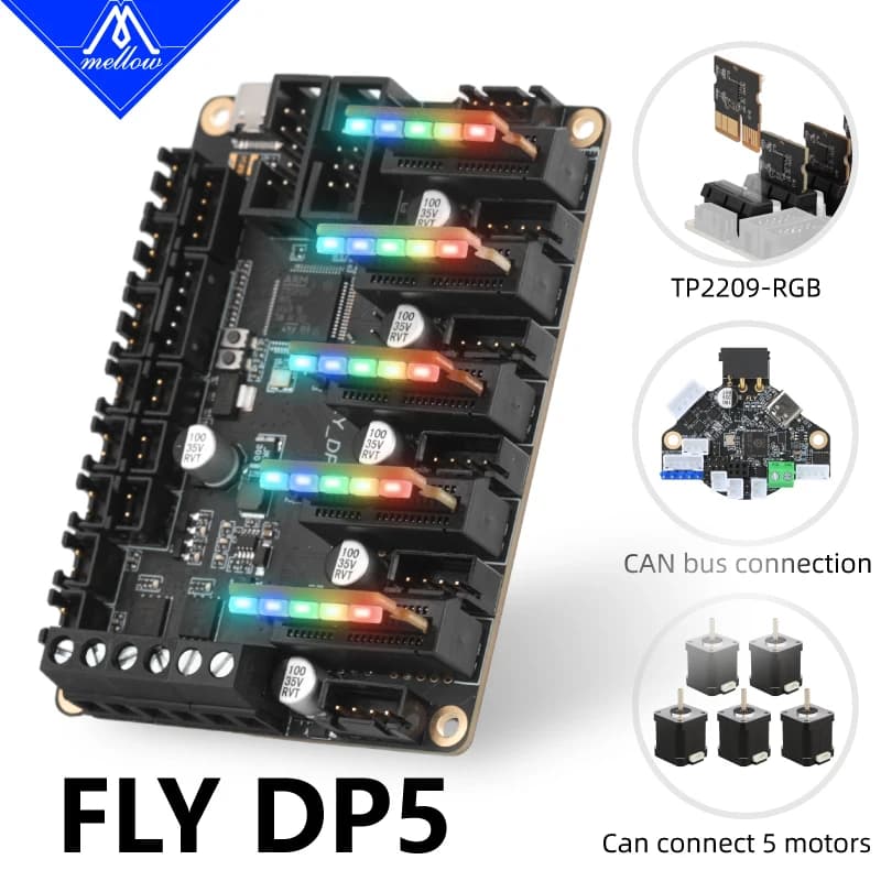 Mellow Fly-DP5 Control Board 32-Bit ARM Chip, PCIe, RGB-Treiber, CAN Bus, DIAG Homing und Klipper-Unterstützung für DIY 3D-Druckerteile