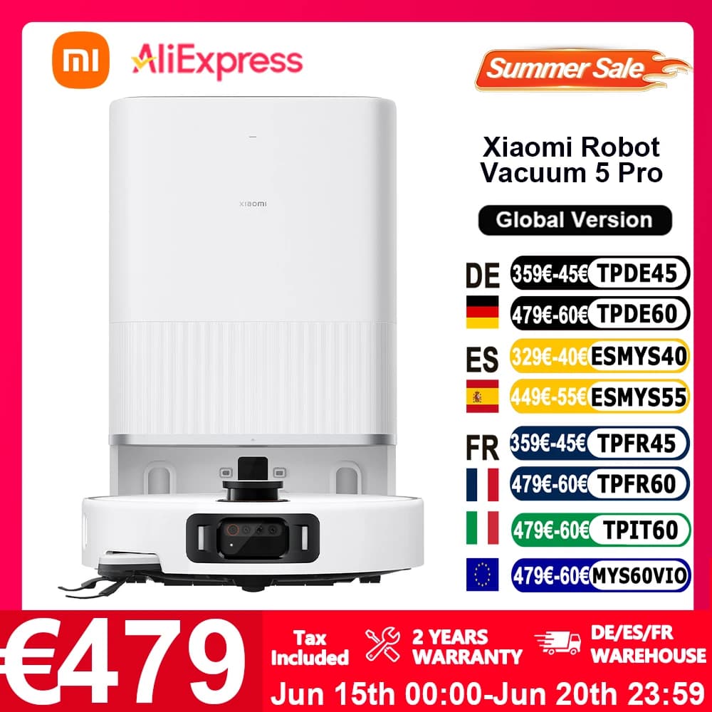 Globale Version Xiaomi Robot Vacuum 5 Pro 20000 Pa Saugkraft Problemfreier Anti-Tangle-Staubsauger Selbstreinigende Basisstation Ausziehbarer Mopp und