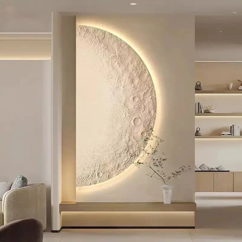 Fernbedienbare Dimmbare Wandmalerei-Lampe Kreative Minimalistische Wohnzimmer Hintergrund-Wanddekoration LED Mond-Malerei Wandleuchten