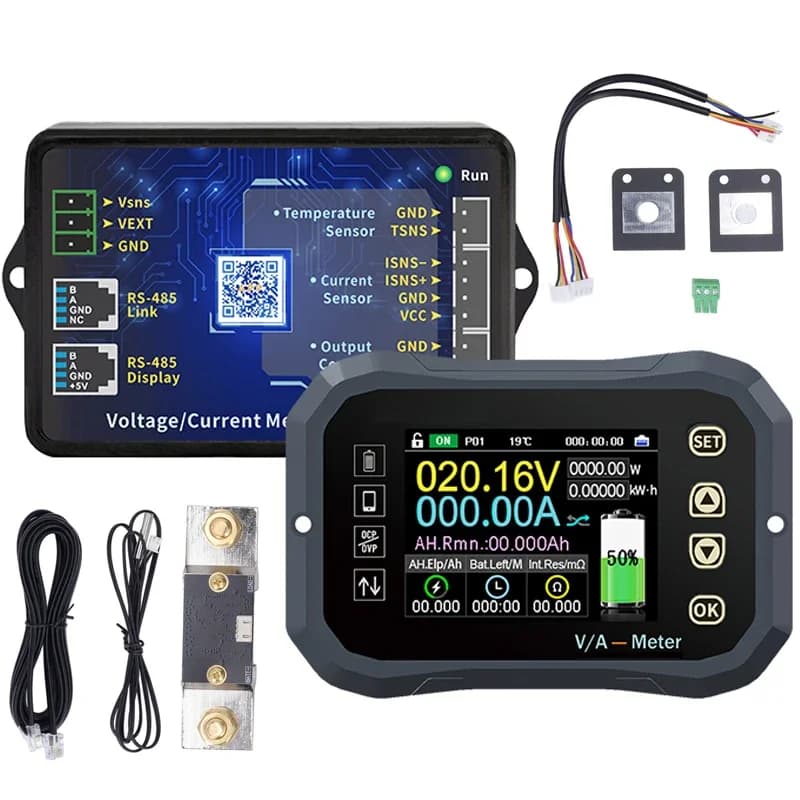 KG140F 400A Batteriemonitor mit Shunt, 0-120V Spannungs- und Strommessgerät, unterstützt APP-Steuerung, Kapazitäts-Coulomb-Meter, Batterietester