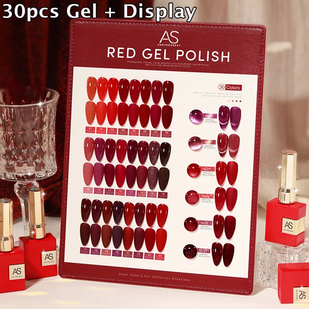 AS 15 ml Valentinstag-Gel-Nagellack-Set, Kristall, roter Blutlack, Neujahrsfarben, UV-Semi-Permanent-Gel-Set, Geschenk mit Display