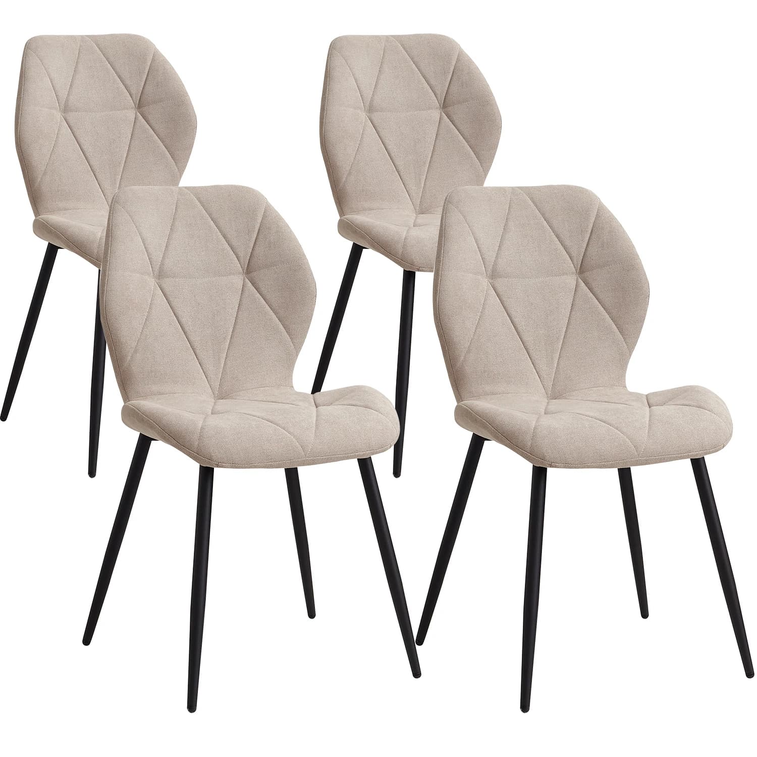 GrandCA HOME Set mit 2/4/6 modernen Esszimmerstühlen, gepolstert, mit Leinenstoff bezogen, minimalistische Bürostühle für Küche und Esszimmer