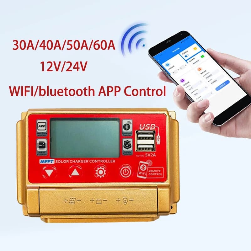 30A 40A 50A 60A MPPT Solar Panel Laderegler 12V/24V LCD Digital Display Bildschirm Bluetooth wifi Solar Controller Dual USB