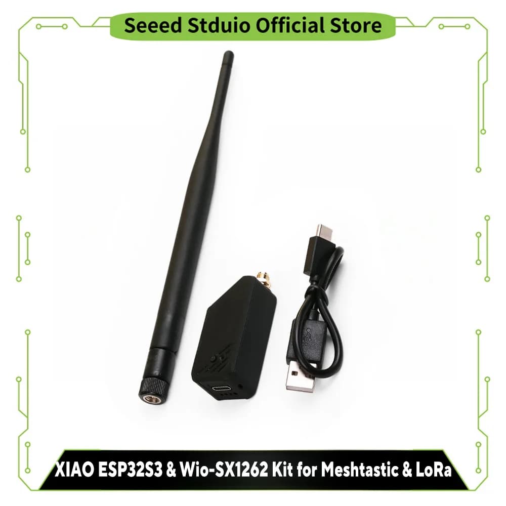 XIAO ESP32S3 Wio-SX1262 für Meshtastic Lora Kit 868MHz 915MHz LoRa, 2dBi Verstärkung Externe Antenne mit 3D-Gehäuse, WLAN, BLE, LoRaWAN