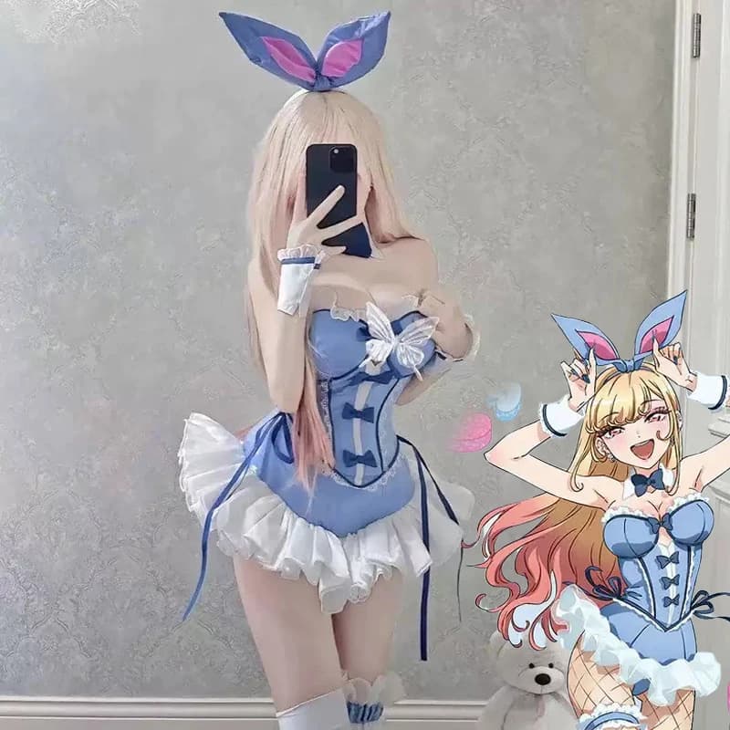 Anime My Dress Up Darling Kitagawa Marin Cosplay Kostüm Mädchen Blaues Kleid Nette Sexy Bunny Mädchen Uniform Halloween Kleidung Outfit