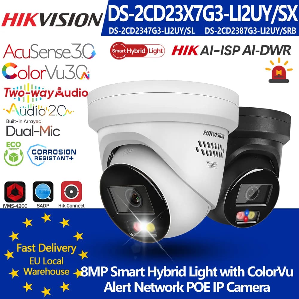 Hikvision DS-2CD2387G3-LIS2UY/SL DS-2CD2387G3-LIS2UY/SRB 8MP 4K Smart Hybrid Light ColorVu3.0 Acusense3.0 Netzwerk-POE-IP-Kamera