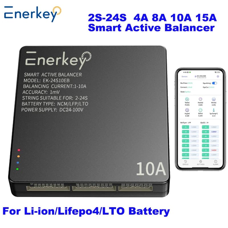 Enerkey 4A 8A 10A 15A Intelligenter Aktiver Balancer 3S 4S 5S 6S 8S 14S 16S 20S 22S 24S Lifepo4 / Lipo/ LTO Batterieausgleich mit APP