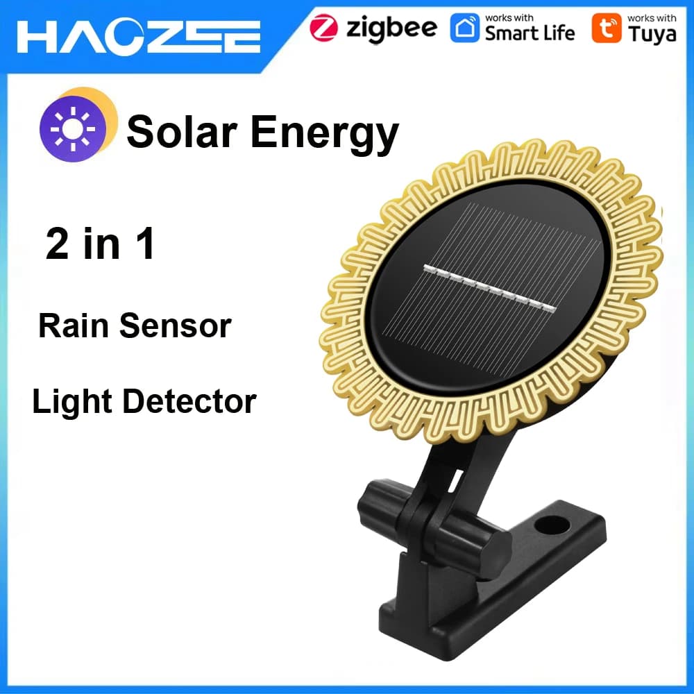 Haozee Tuya Smart Zigbee Regen Sensor Mit Licht Detektor Solar Betrieben IP66 Im Freien Wasserdichte Regen Detektor Hause Assistent Z2M