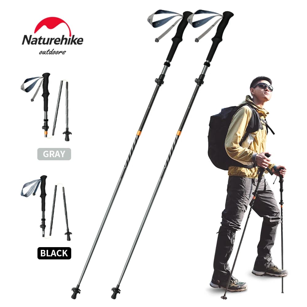 Naturehike Kletterstäbe, ultraleicht, für den Außenbereich, zusammenklappbar, Trekkingstöcke, Wanderstock, zusammenklappbarer Quick-Lock-Stick,
