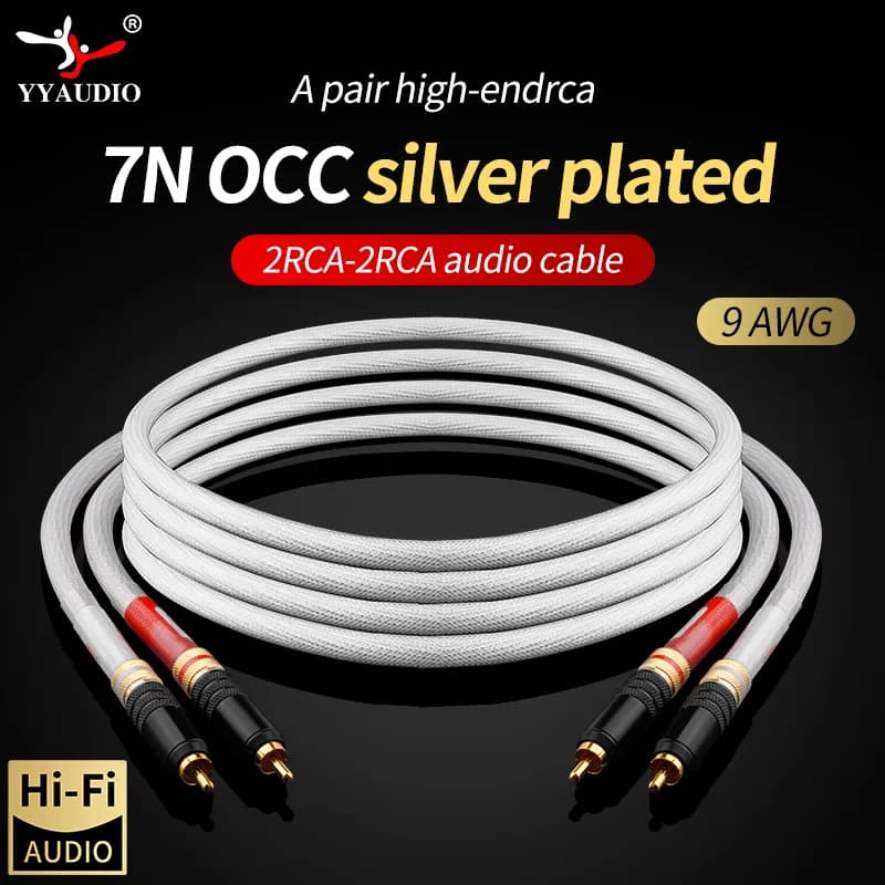 YYAUDIO Hi-End 7N OCC versilbertes 2RCA-Audiokabel 12 Stränge Audiokabel HIFI 2RCA auf 2RCA-Kabel mit WBT-RCA-Steckerkabel