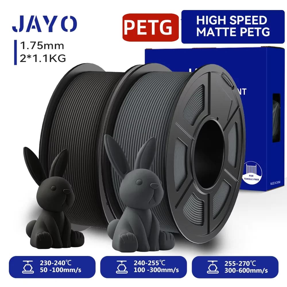 JAYO PETG & High-Speed Matt PETG 3D-Filament 1,75mm 30mm/s - 600mm/s Druckbereich Hochfließendes Schnelles PETG-Druckerfilament für 3D