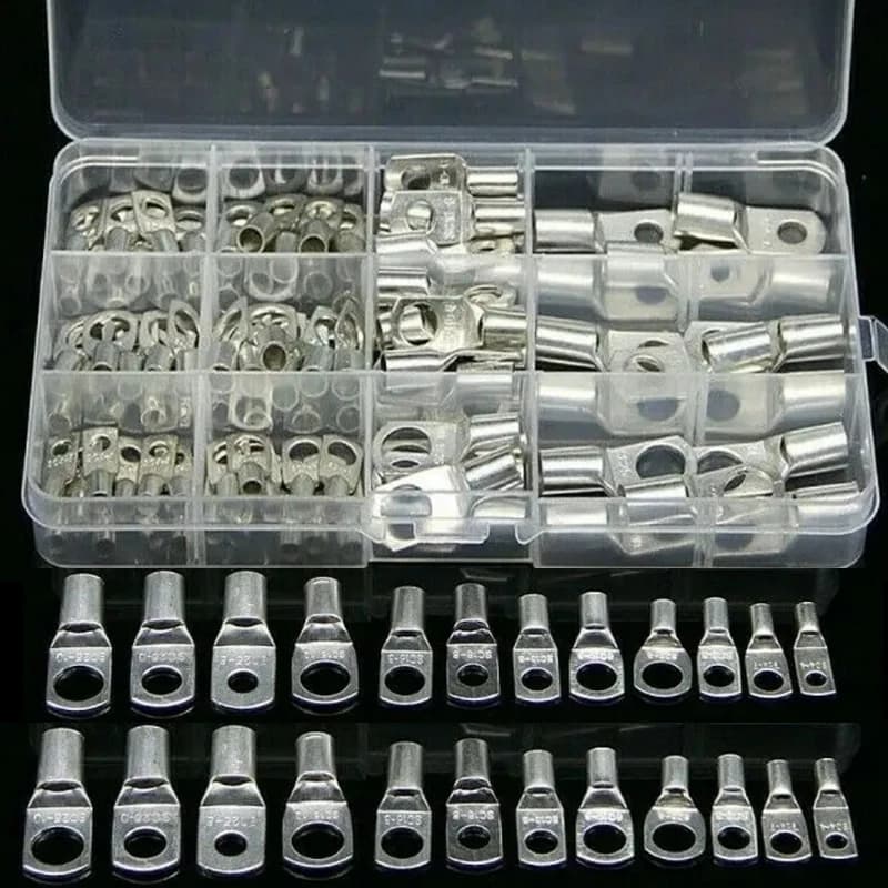 60/100/170 Stück SC Kabelschuhe mit schlichtem Bolzenloch, verzinnt, Kupfer, Batterieanschlusskabel, Kabelklemmen, Anschlussklemmen, passend für