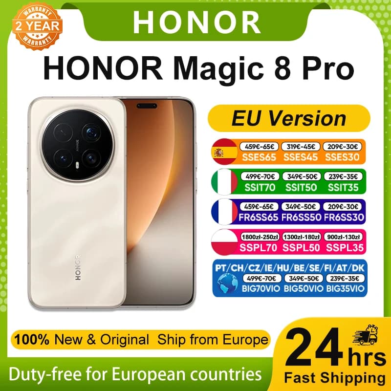 Globale Version HONOR Magic 8 Pro 5G Smartphone 12+512GB Snapdragon 8 Elite Gen 5 6,71'' 120Hz OLED-Bildschirm 200MP KI-Kameras 100W SuperCharge