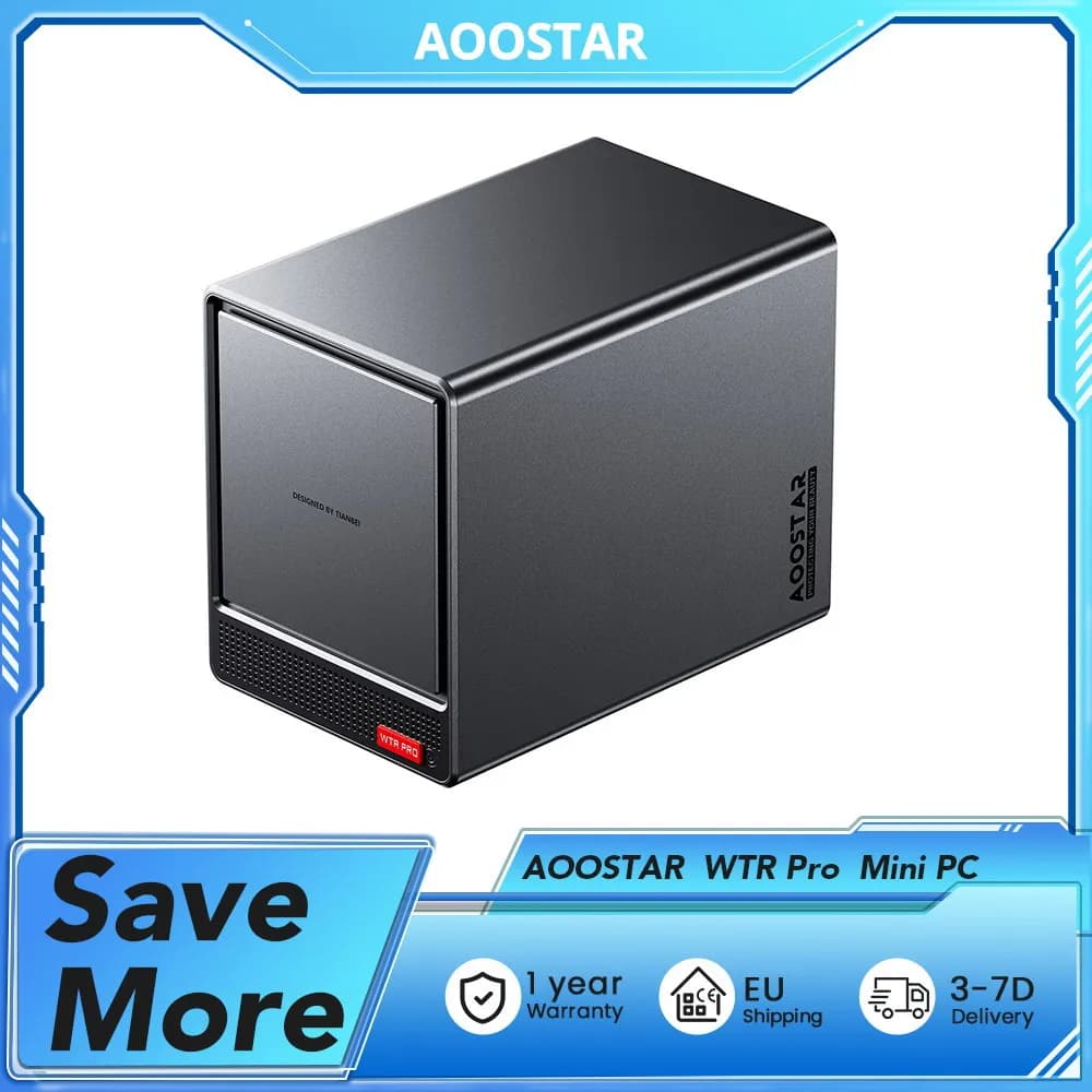 AOOSTAR WTR Pro Mini-PC, Ryzen 7 5825U*4,5 GHz, Radeon Graphics, DDR4-3200 SODIMM, zwei 2,5 Gbit/s LAN-Ports, BT 5.2