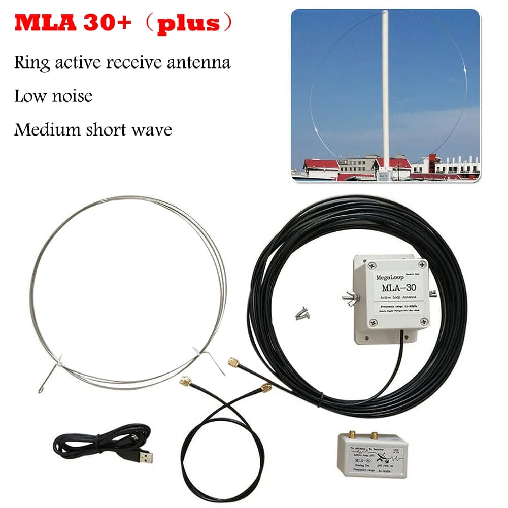 MLA-30+ plus 0,5–30 MHz Ring-Aktiv-Empfangsantenne, geräuscharm, mittlere Kurzwelle, SDR-Loop-Antenne, Kurzwellen-Radioantenne MLA30