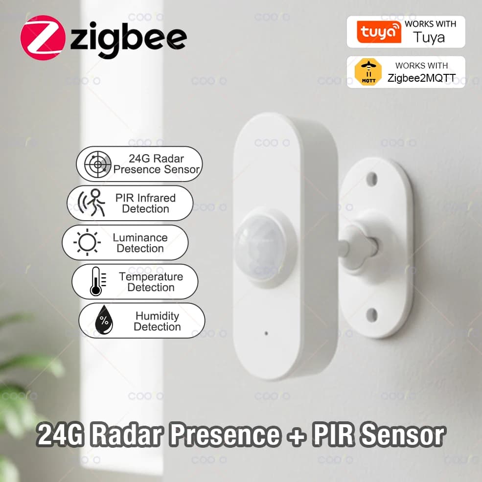 24G MmWave Radar Menschliche Anwesenheit Sensor + PIR Motion Sensor Licht Temperatur Feuchtigkeit USB/Batterie Betrieben Unterstützung Tuya Zigbee
