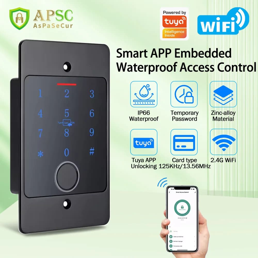 Tuya WLAN Fingerabdruck-Zutrittskontrolle Tastatur Einbauinstallation Metall Standalone Wasserdicht Hintergrundbeleuchtung Türöffner
