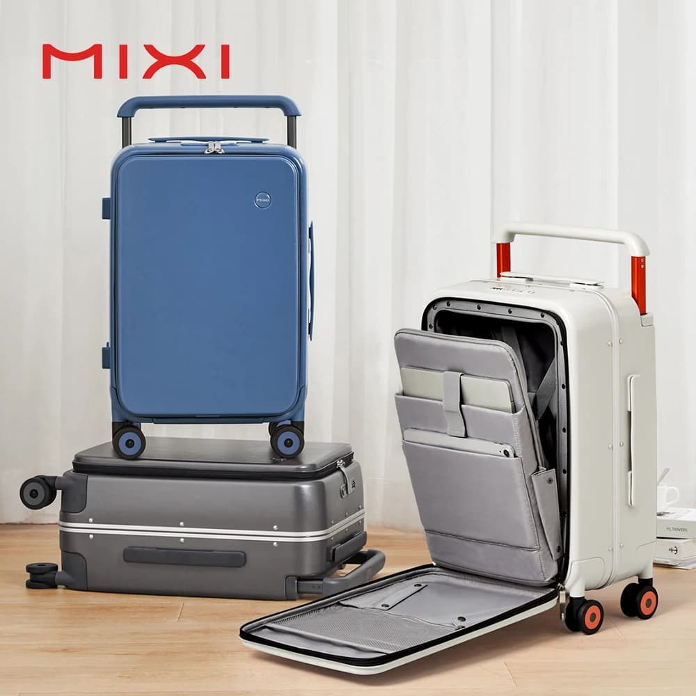 Mixi Neues Design, breiter Griff, Koffer für Herren, Handgepäck, Damen, Reise-Trolley, 20-Zoll-Kabine, PC, Aluminiumrahmen M9275