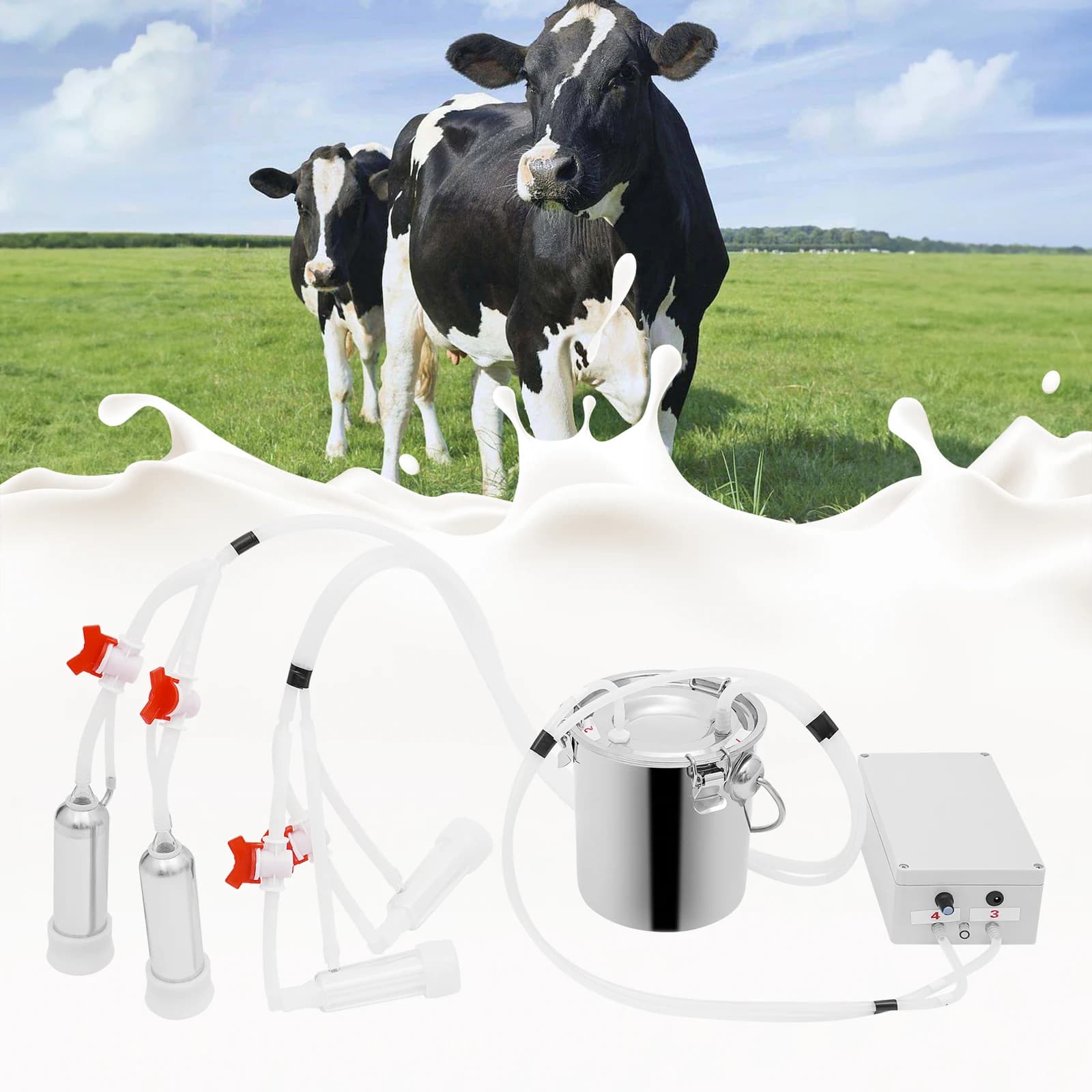 Elektrische Melkmaschine für Ziegenkuhe, 3 l/5 l/10 l/14 l, Pulsationsmelkmaschine, elektrische Melkmaschine mit Edelstahlbehälter