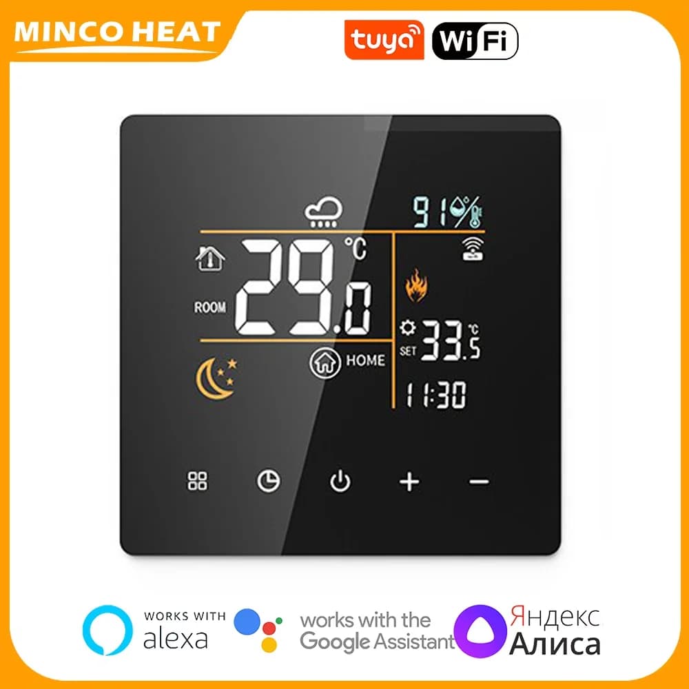 Minco Heat 3A/16A/25A AC90~240V Tuya WiFi Smart Tuya Thermostat für Elektrische Fußbodenheizung/Wasserfußbodenheizung/Gaskessel