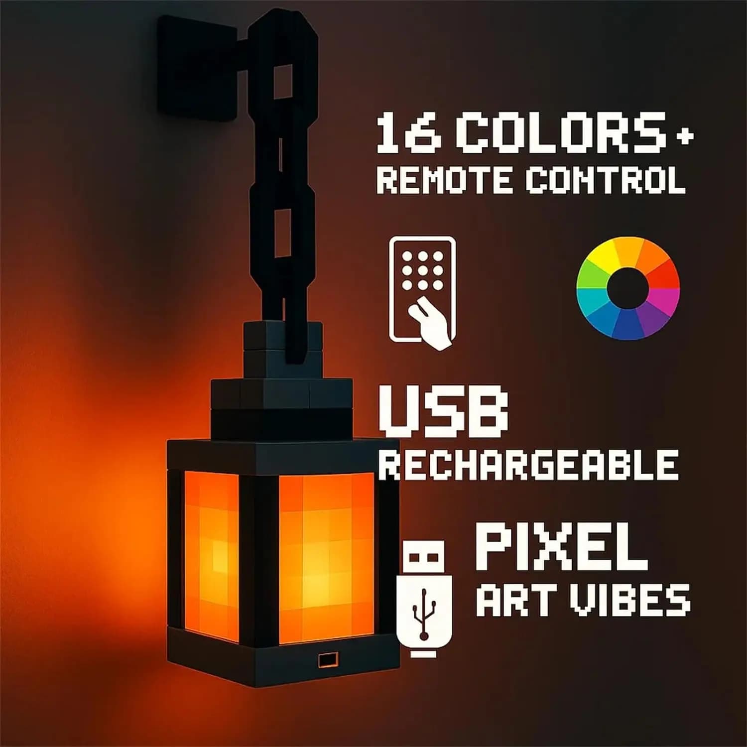 Nachtlicht im Pixel-Stil, tragbare Laterne, Tischdekoration, 16 Farben, Laterne, DIY-Innendekoration, Festival-Atmosphärenlicht