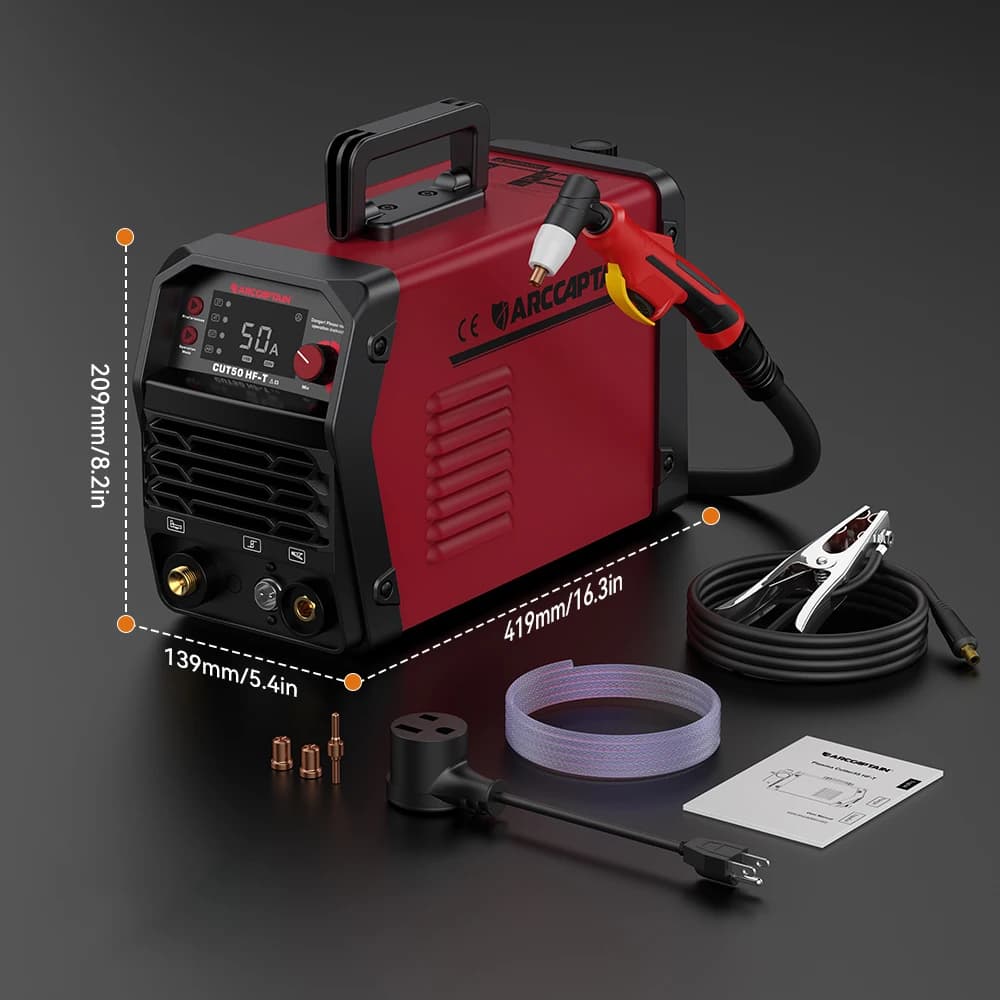 ARCCAPTAIN Air HF Plasmaschneidgerät Synergy Digital Control Tragbarer 50A DC Inverter AR-CUT50-HF-T 2T 4T zum Schneiden und Schweißen