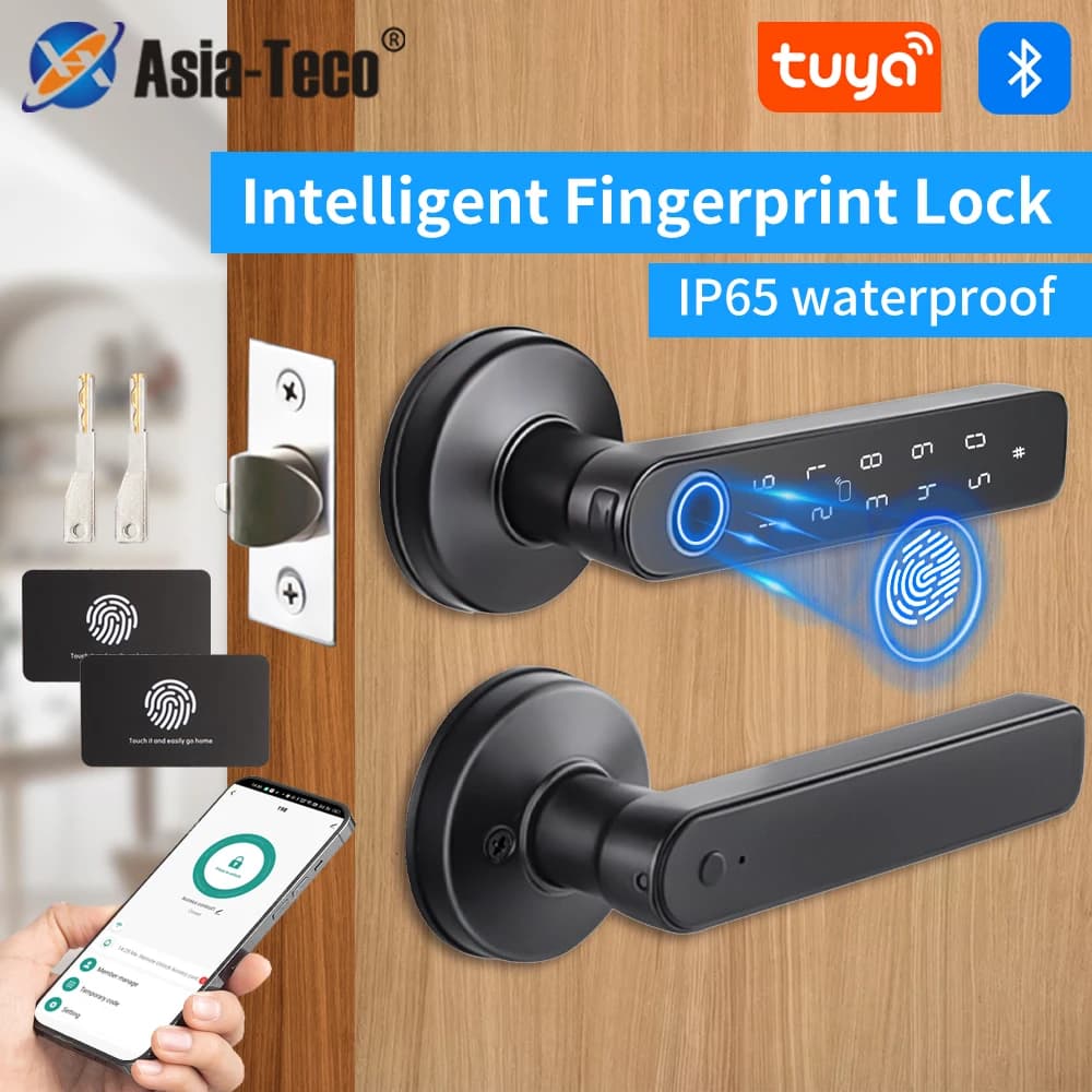M5 Tuya BLE Fingerabdruck-Türschloss Intelligentes digitales elektronisches Schloss mit Passwort/Schlüssel/IC-Karte (optional)/Smartlife/Tuya APP