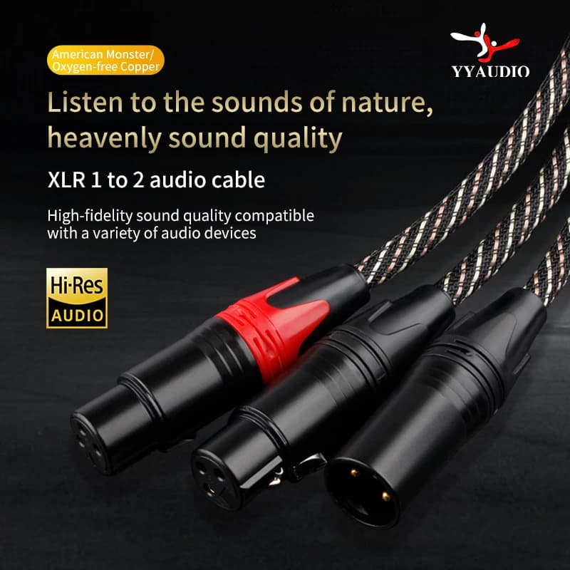YYAUDIO XLR-Splitterkabel, 1 XLR-Buchse auf 2 XLR-Stecker, Patch-Y-Kabel, symmetrisches Mikrofon-Splitterkabel, Audio-Adapter