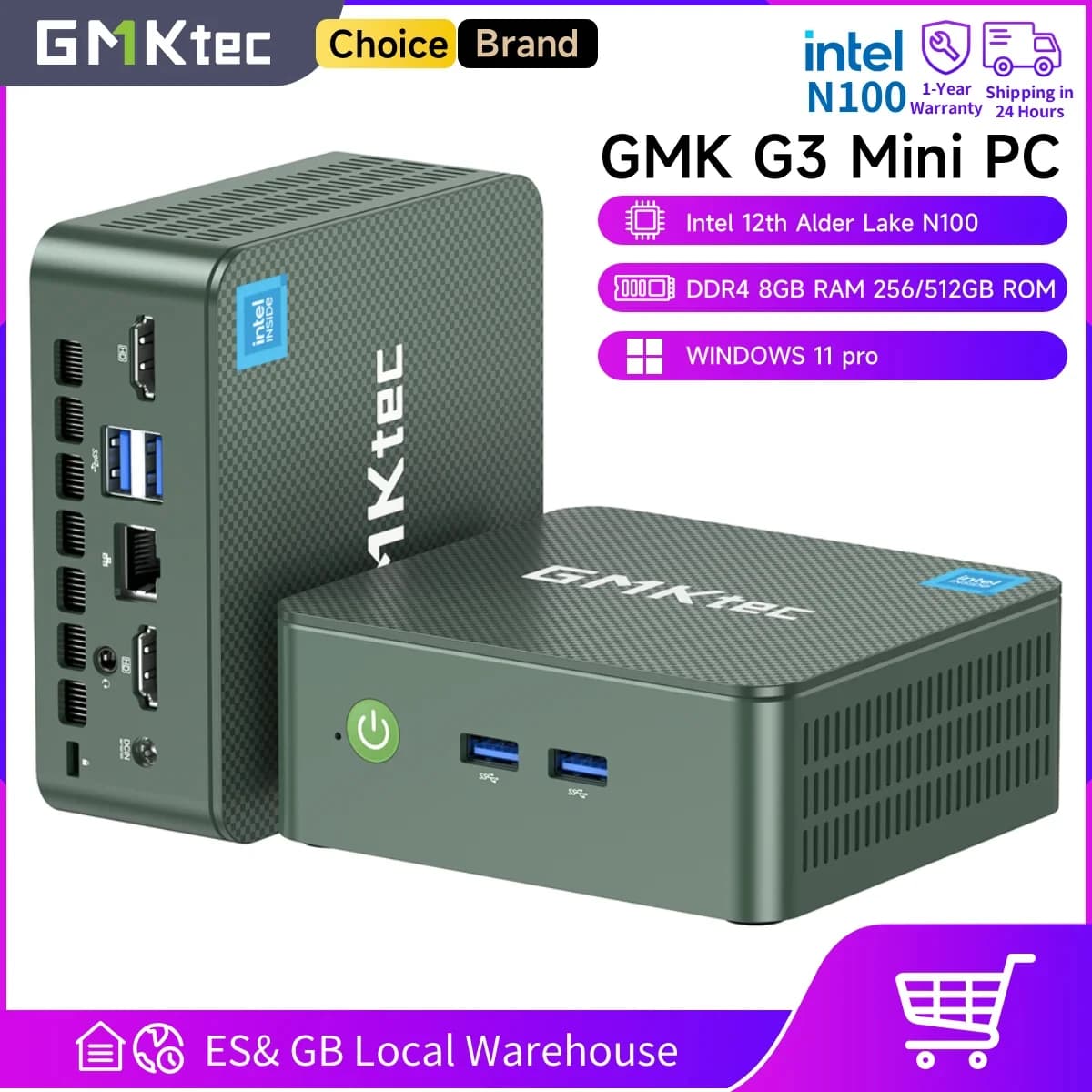 GMKtec G3 Mini-PC Intel Alder Lake N100 Windows 11 Pro Desktop-Computer 8/16 GB RAM 256/512 GB PCIe M.2 SSD WiFi 6 BT5.2 Mini-PC