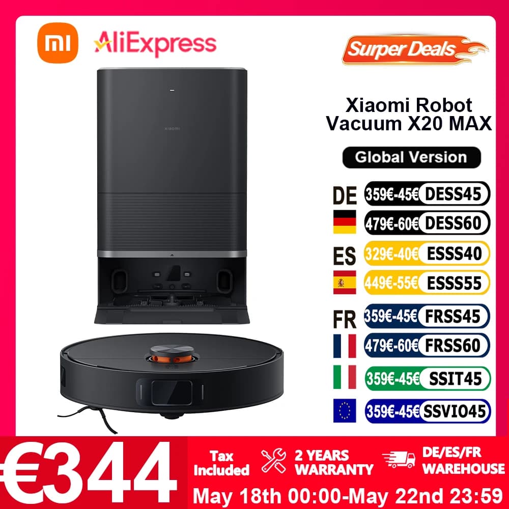 Globale Version Xiaomi Robot Vacuum X20 Max Sprachsteuerung Automatische Staubsammlung Whole House Scan Hair Liquid Cleaning 8000Pa superstarker