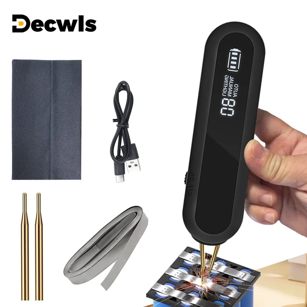 Professionelles Dual-Puls Akku-Punktschweißgerät, Vollautomatik/Manueller Modus, mit 9-stufiger LED-Beleuchtung, 12-stufig regelbarer