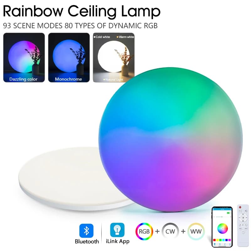 RGB-Smart-Deckenleuchte, LED-Innenraum, dekoratives Licht für Zuhause, 18–54 W, 220 V, farbige Dimm-Deckenleuchte für