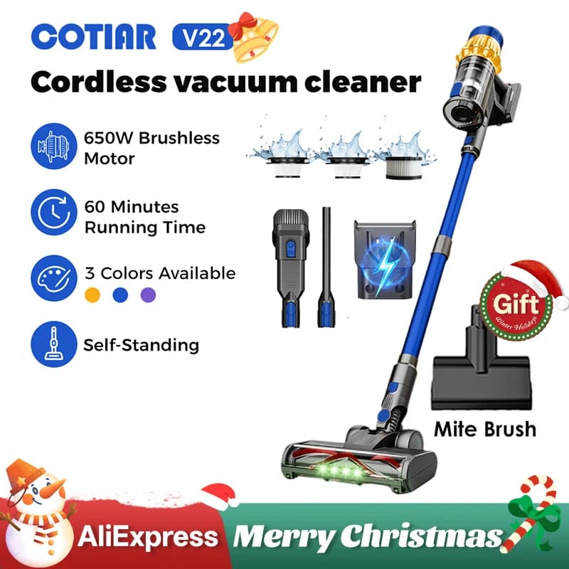 COTIAR V22 650W 55000PA Saugleistung Akku-Staubsauger Handheld-Haushaltsgerät Tragbarer Staubsauger Abnehmbarer Akku