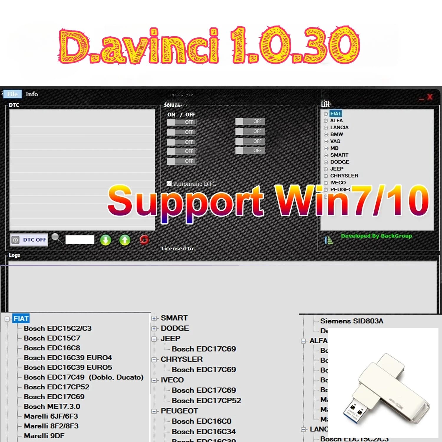 2026 Davinci 1.0.30 Software Unterstützt Win 7/10 D.avinci 1.0.30 Funktioniert mit K.ESS/KTAG Reparatursoftware Aktivierung REMAPPING ECU-Reparatur