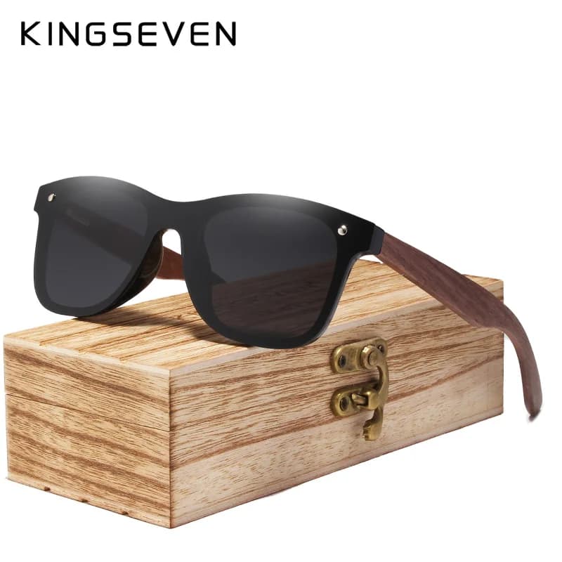 Kingseven handgemachte polarisierte Walnussholz Sonnenbrille für Männer uv400 Mode Frauen Marke Design bunte Sonnenbrille Spiegels chirme