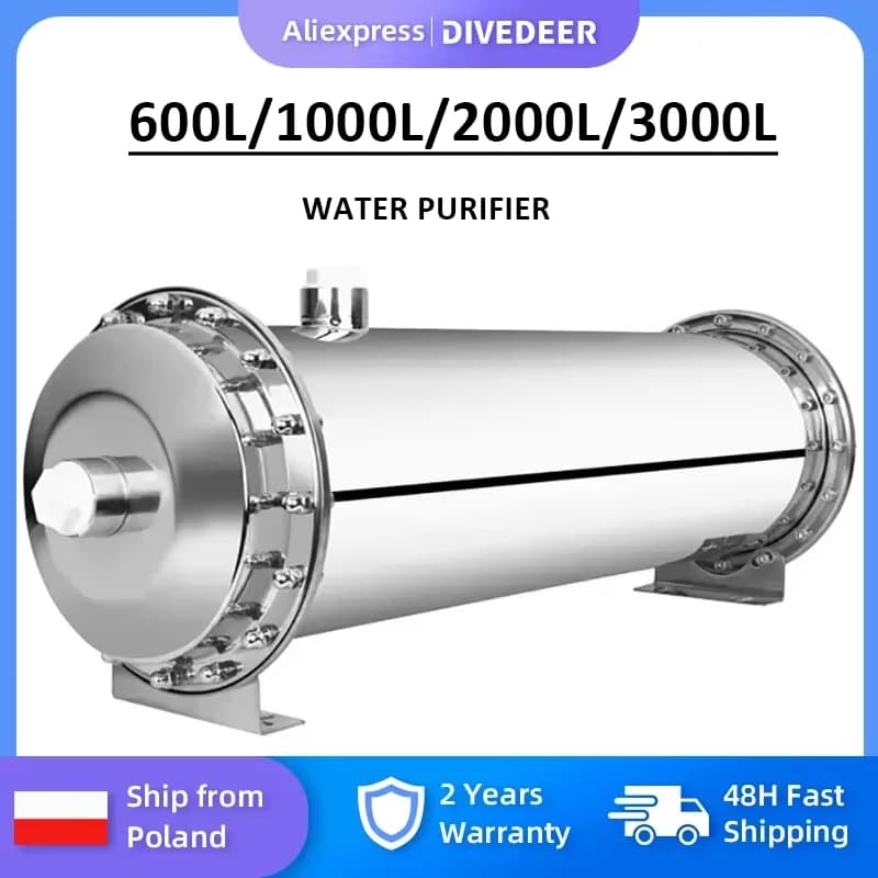 DIVEDEER PVC-Ultrafiltrationsmembran 600L ~ 3000L Wasserfiltersystem 0,01 Mikron Edelstahl-Filter für das ganze Haus