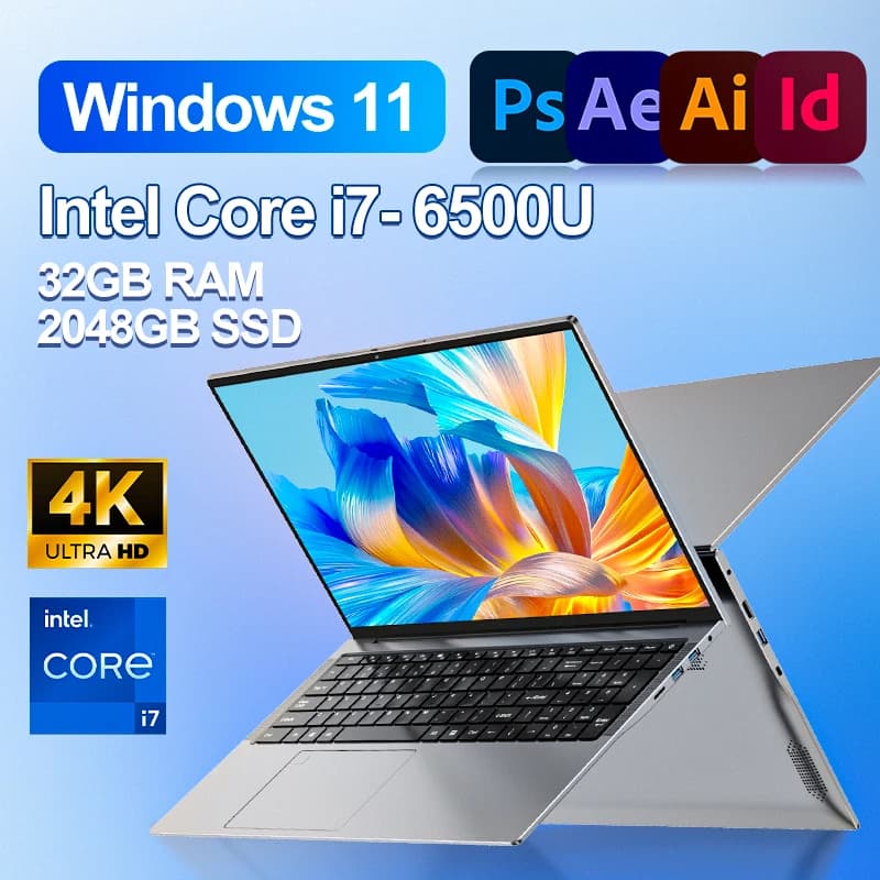 2026 Intel Core i7-6500U 14,1-Zoll-Laptop 32 GB RAM 2048 GB SSD ROM 5000 mAh Windows 11 Pro Tragbarer Laptop mit 3 Jahren Garantie