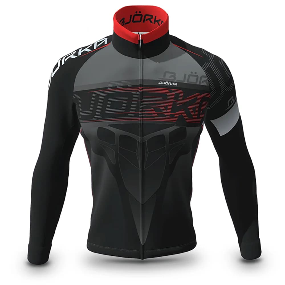 Bjorka Herren-Radjacke, langärmelig, dünn, schnell trocknend, Fahrradtrikot, UV-Schutz, 3 Taschen hinten, Ciclismo Mailllot