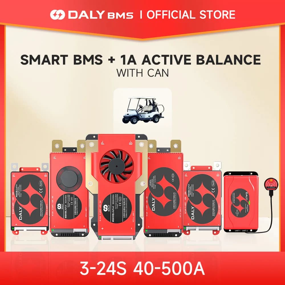Daly Smart BMS mit 1A Aktivem Balancer für LFP 4S 12V 8S 24V 16S 48V Li-Ionen 3S 7S 10S 13S 14S 12V 24V 36V 48V 60A CANBUS 100A 250A