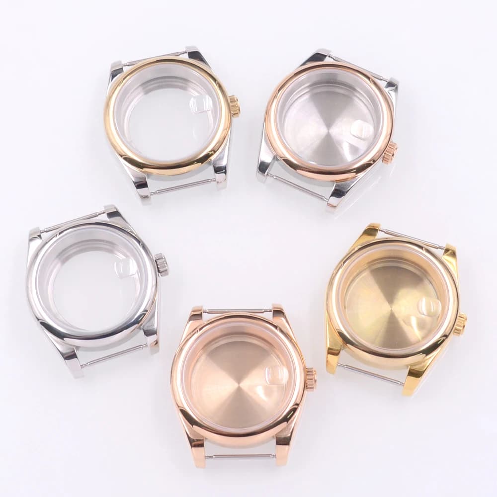 36 mm/40 mm Saphirglas-Uhrengehäuse, passend für NH34 NH35Amovement NH36Amovement PT5000 ETA2824 2836 Miyota 8215 8205 Silber/Roségold