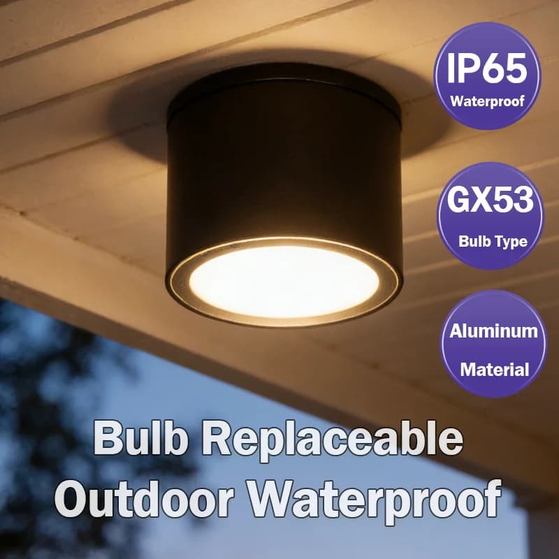 Wasserdichter IP65 LED-Downlight für den Außenbereich, 3 Farben, GX53-Spotlight, Aluminium-Deckenleuchte, Pin-Lampe für Badezimmer, Balkon, Flur