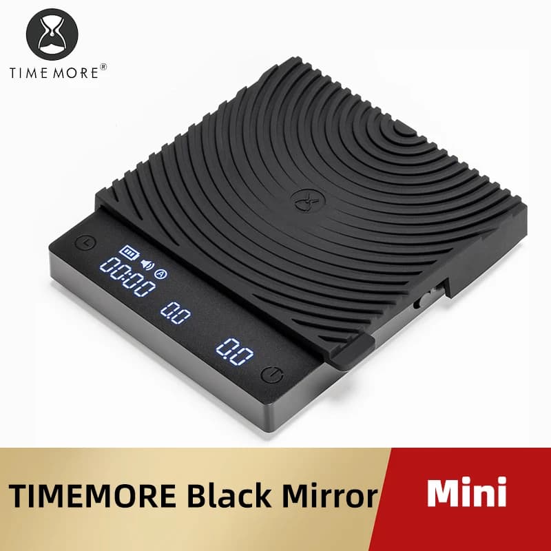 TIMEMORE Scale Black Mirror Mini Espresso-Waage zum Übergießen mit Aufbrühen, Durchflussrate und Wärmeisolationspad, elektronische Kaffeewaage
