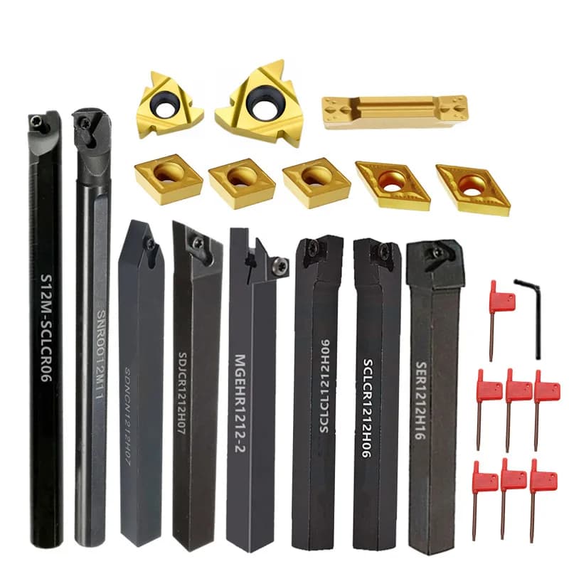 8 Sets mit 8 mm, 10 mm, 12 mm, 16 mm, CNC-Drehmaschinen-Drehwerkzeughalter, Bohrstange mit anwendbaren Einsätzen, Schraubenschlüssel-Set zum Drehen