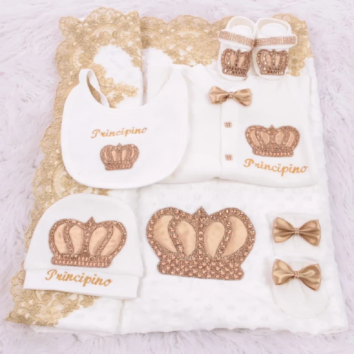 Dollbling Stickerei Name Parajam Royal UK Baby-Geschenkset Baumwolle Neugeborenen-Bettwäsche-Set Empfangsdecke Fotografie-Outfit