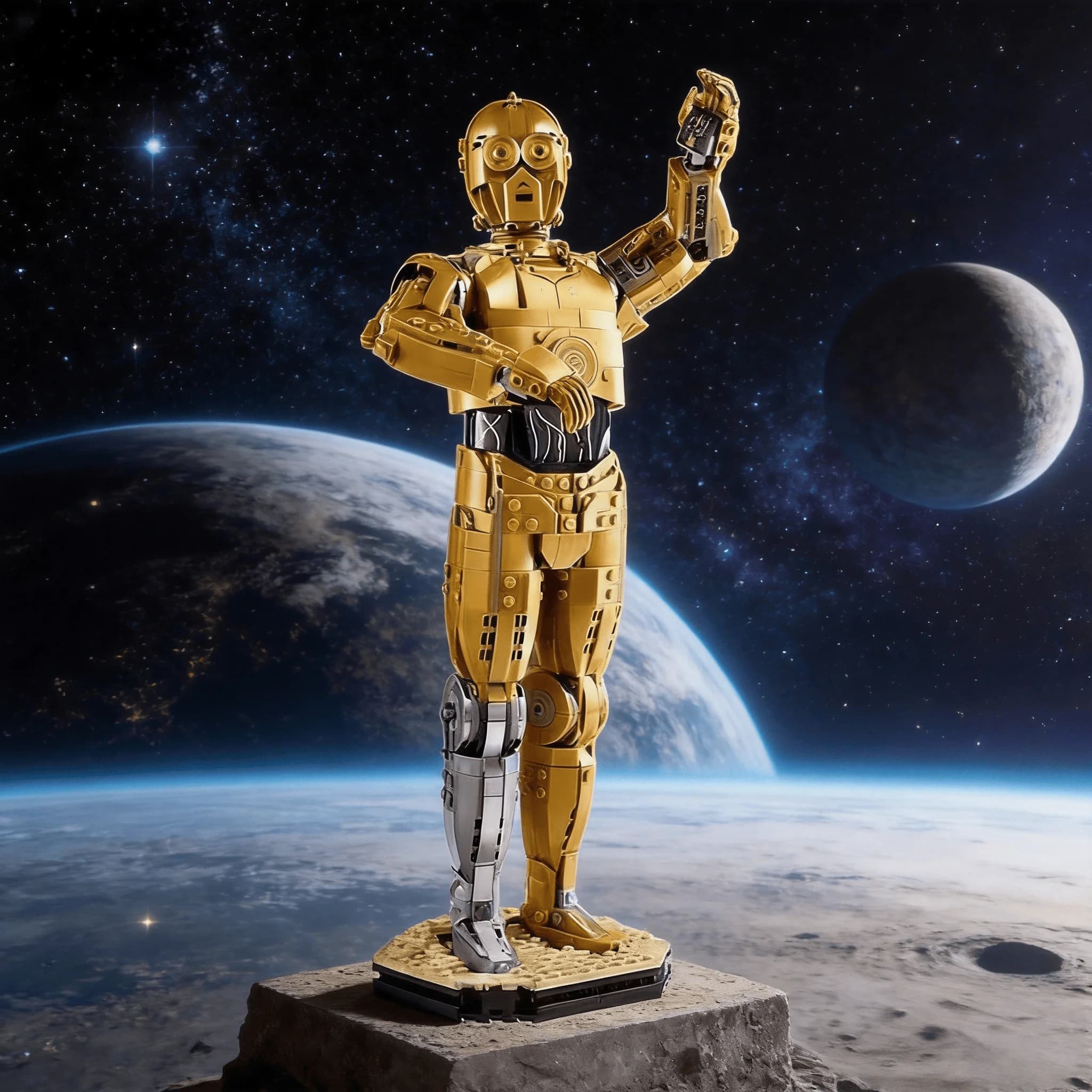 2026 Neues Modell Gold/Silber C-3PO Modularer Roboter – 1138 Teile – Tischdekorative Bausteine – Montage-Puzzle-Modell – Per