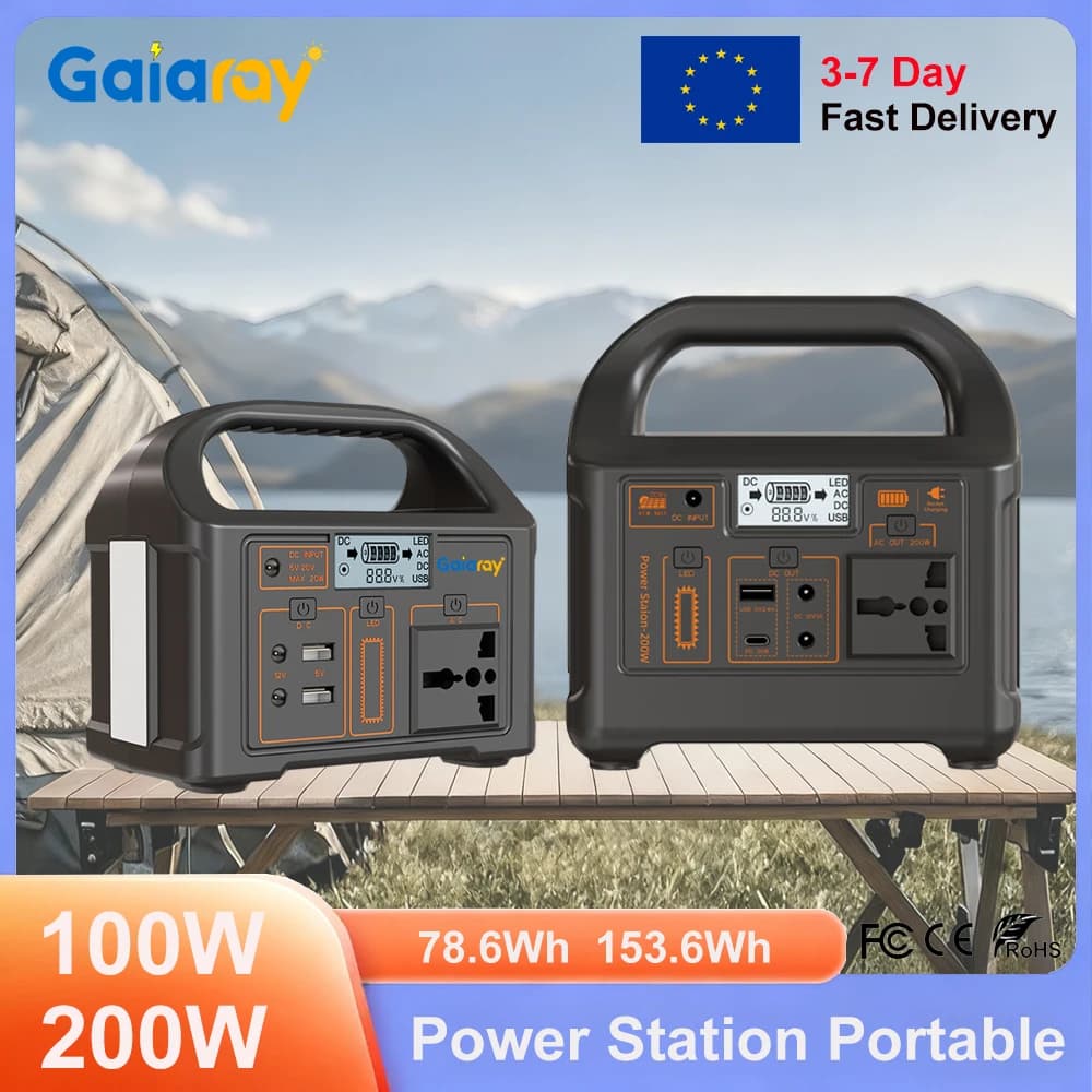 Gaiaray 100 W 200 W tragbares Kraftwerk AC 220 V LiFePO4-Batterie-Ladestation Solargenerator Kraftwerk für Heimcamping